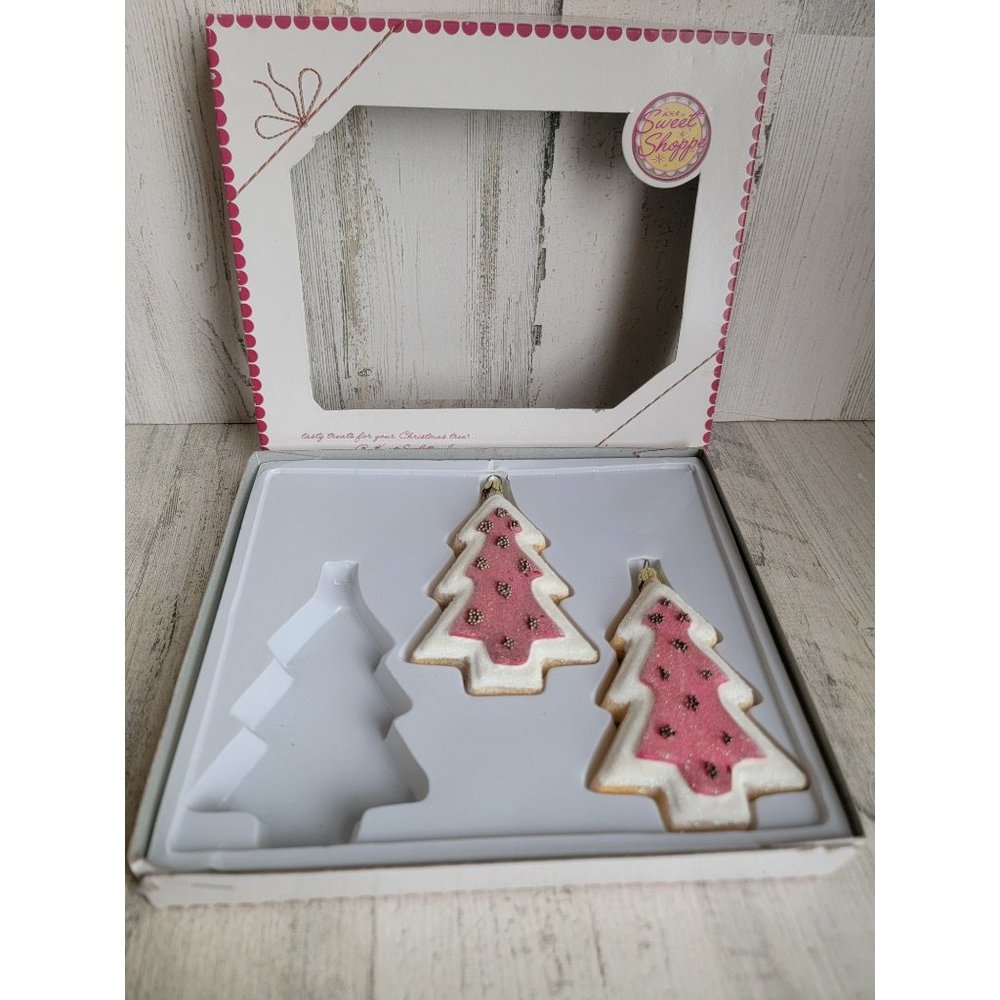 Kurt Adler glass Christmas cookie tree sweet shoppe ornament set